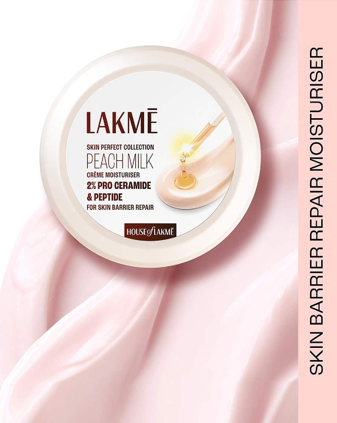 LAKME Peach Creme Moisturiser Ceramide & Peptide Skin Barrier Repair & Hydrated Glow