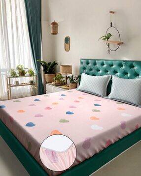 cotton fitted bedsheet with 2 pillow covers