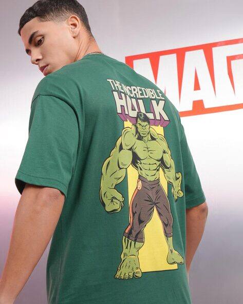 Highlander Men Hulk Print Round-Neck Oversized T-Shirt