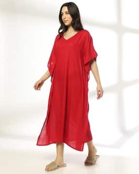 Women V-Neck Cotton Kaftan