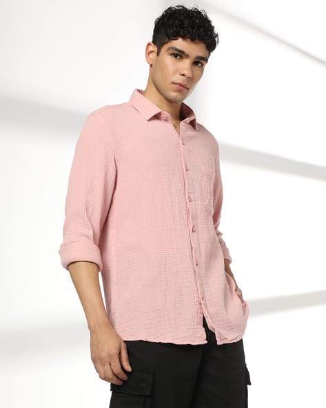 JOHN PLAYERS JEANS Men Patterned Slim Fit Shirt with Patch Pocket