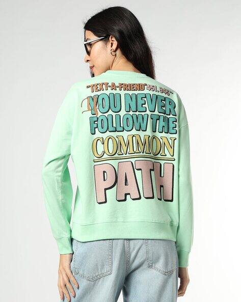 Buda Jeans Co Women Typographic Print Oversized Fit Sweatshirt
