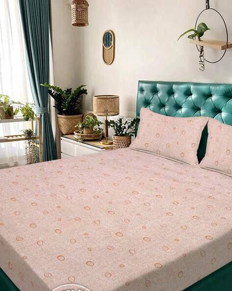 KLOTTHE  Fitted Double Bedsheet with 2 Pillow Covers
