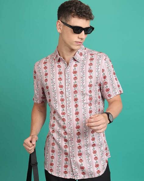 Highlander Men Floral Print Slim Fit Shirt with Patch Pocket