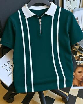 Men Striped Regular Fit Polo T-Shirt