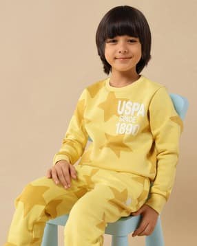 Boys Typographic Print Regular Fit Round-Neck Sweatshirt-image-4