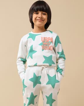 Boys Typographic Print Regular Fit Round-Neck Sweatshirt-image-46