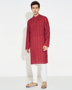 indus route by pantaloons Men Printed Regular Fit Long Kurta-picture-18