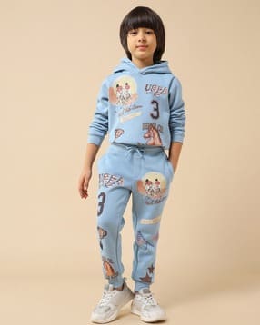 Graphic Print Joggers wih Drawstrings Waist-image-21