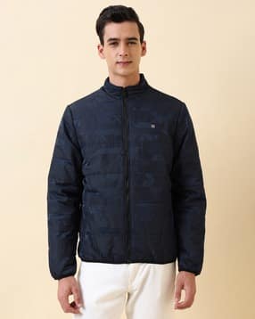 allen solly Men Quilted Regular Fit Biker Jacket with Zip-Front-picture-15