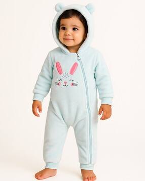 nauti nati Embroidered Hooded Sleepsuit with Zip Closure-picture-24