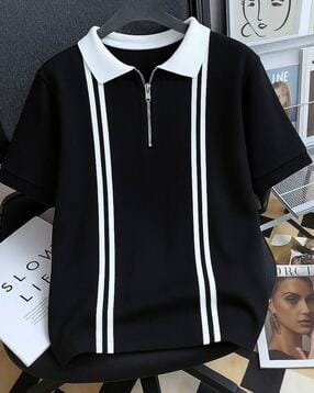Men Striped Regular Fit Polo T-Shirt