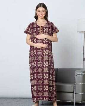momtobe Women Floral Print Maternity Nighty-picture-25