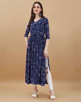 Women Printed Flared Kurta-image-48