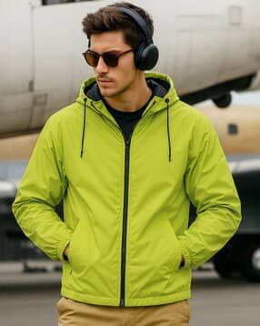 Buy DNMX Men Zip-Front Regular Fit Hoo Online | Ajio.com