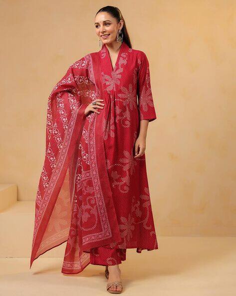 ANNI DESIGNER Women Floral Print A-Line Kurta Suit Set