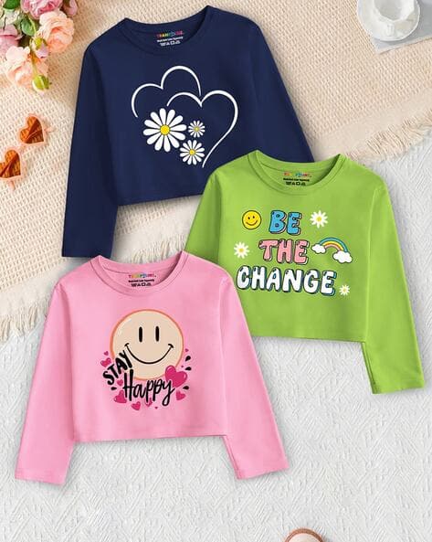 Trampoline Girls Pack of 3 Graphic Print Regular FIt Top