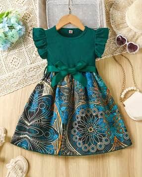 Girls Aztec Print Fit & Flare Dress