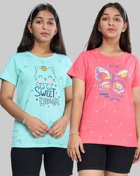 zuniors ssc Girls Pack of 2 Graphic Print Regular Fit Round-Neck T-Shirt-picture-33