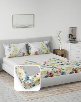 Cotton Super King Bedsheet with 2 Pillow Covers