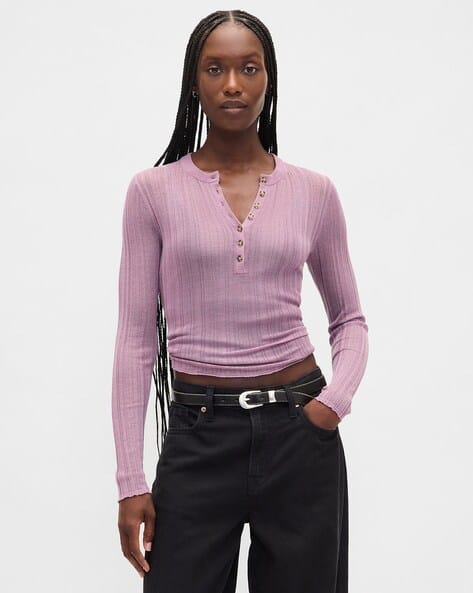 Buy GAP Slim Fit Henley Neck Top Online | Ajio.com