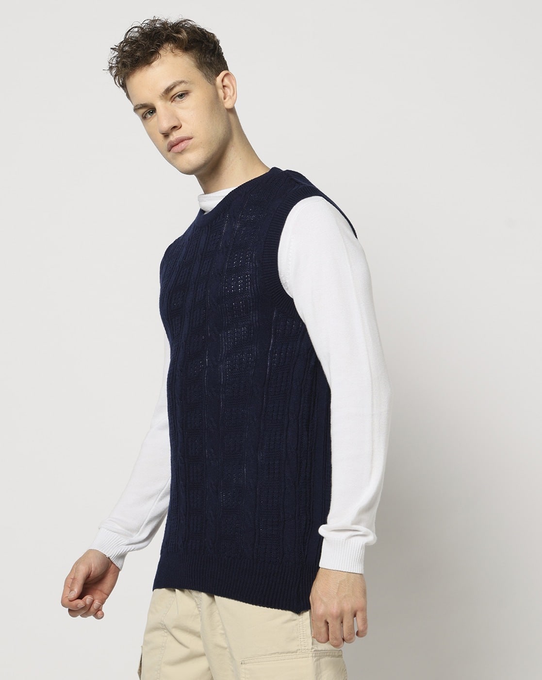 Buy YOUSTA Men Cable-Knit Regular Fit Sw Online | Ajio.com