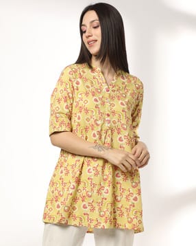 Women Floral Print A-Line Kurti-image-30