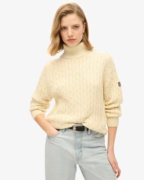 superdry Slouchy Cable Turtleneck Sweater-picture-42