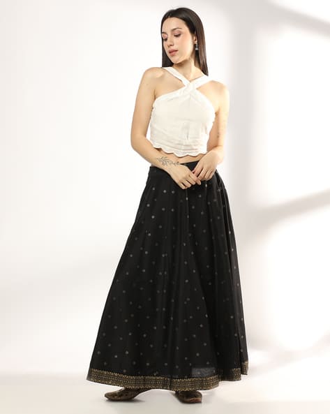 Women Floral Print Flared Skirt