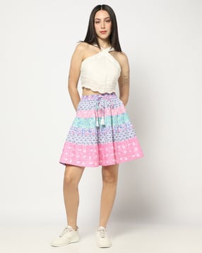 yousta Women Floral Print Tiered Skirt-picture-26