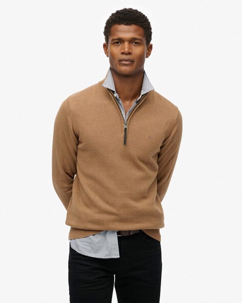 Buy SUPERDRY Essential Cotton Half-Zip Pullover Online | Ajio.com