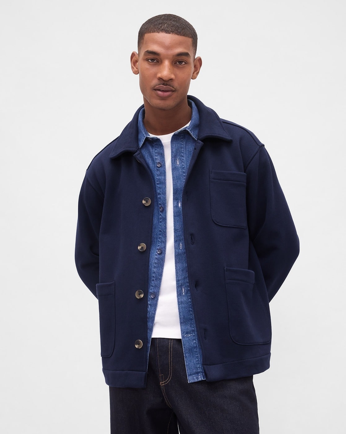 Buy GAP Standard Fit Spread Collar Jacket Online | Ajio.com