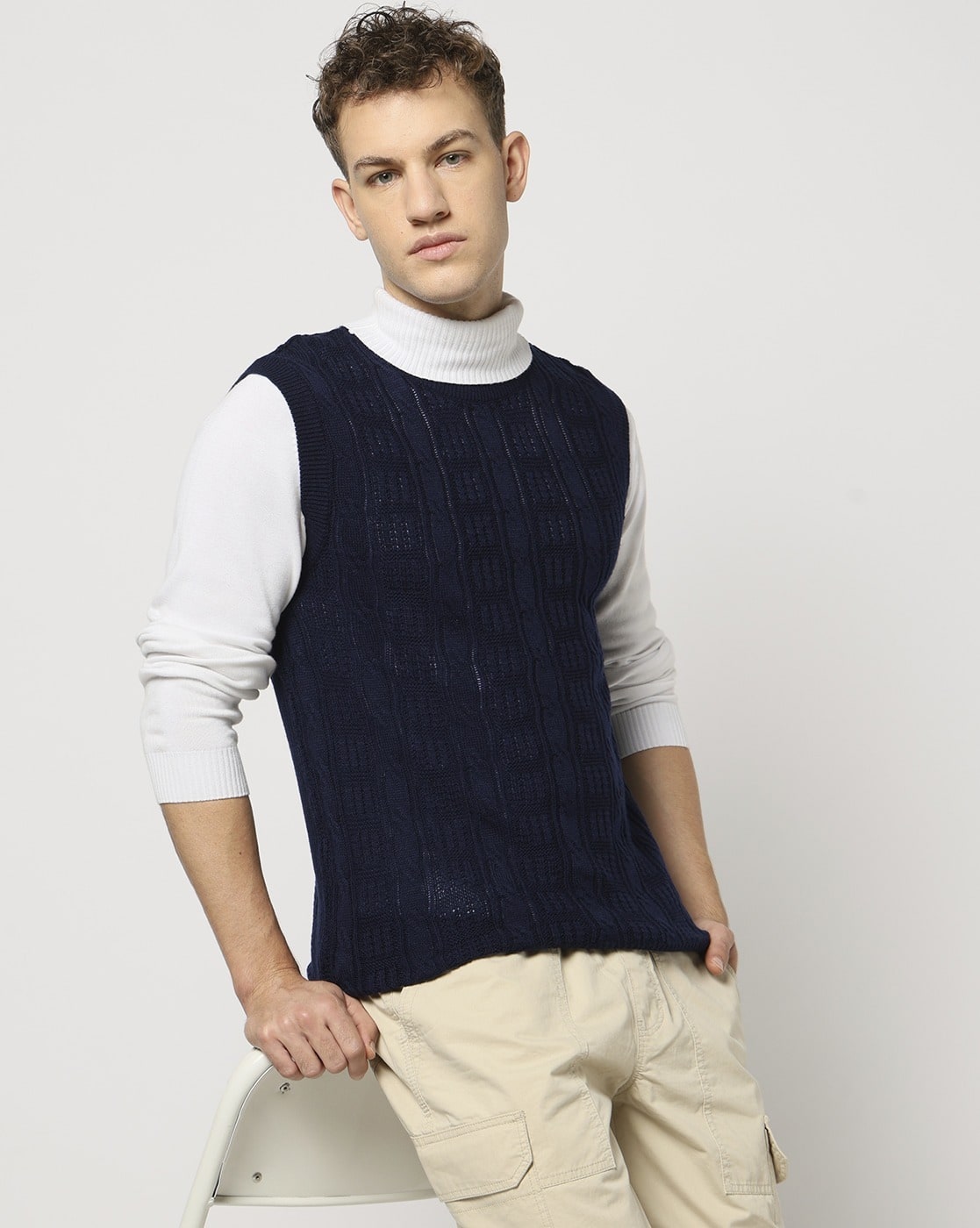 Buy YOUSTA Men Cable-Knit Regular Fit Sw Online | Ajio.com