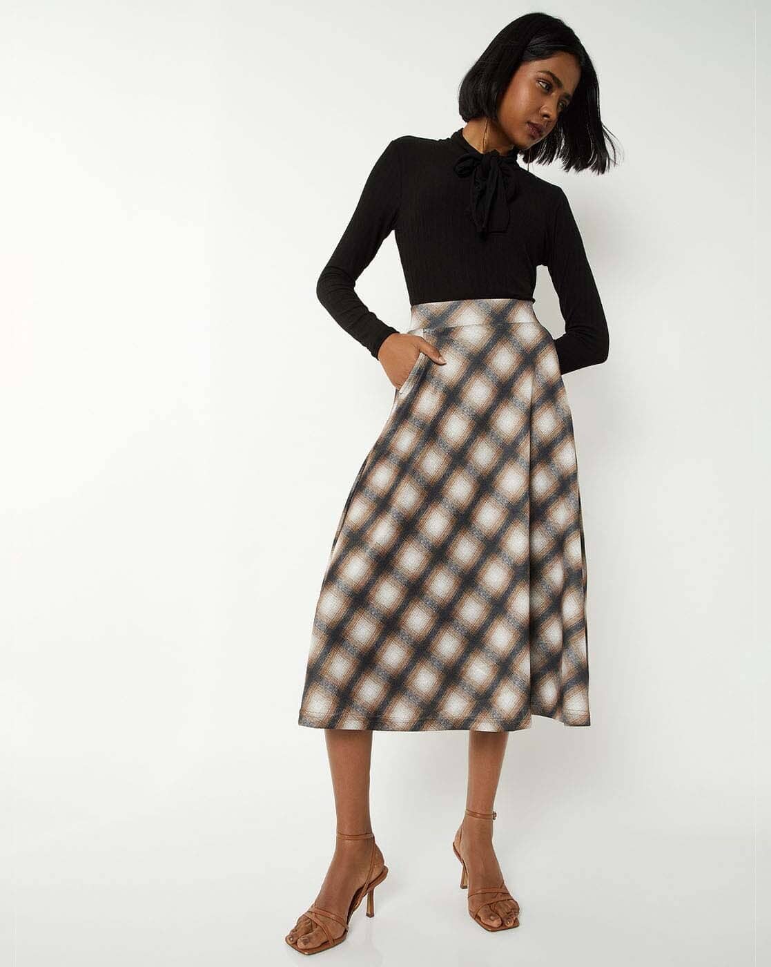 Buy MAX Women Checked A-line Midi Skirt Online | Ajio.com