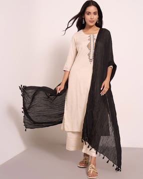 rangmanch by pantaloons Women Wrinkled Dupatta with Tassels-picture-41