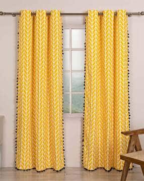 Pack of 2 Geometric Print Door Cotton Curtains