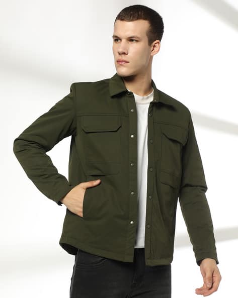 JOHN PLAYERS JEANS Men Slim Fit Denim Jacket with Flap Pockets