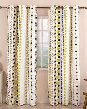 Pack of 2 Geometric Print Door Cotton Curtains