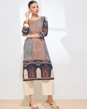 nyrika Women Ajrakh Print Straight Kurta-picture-17