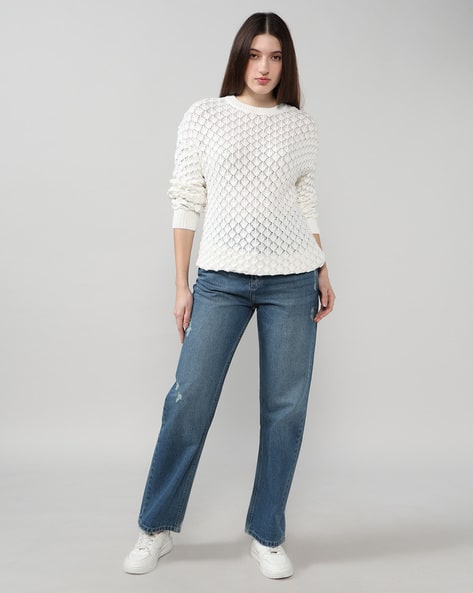 Lee Cooper Women Mid-Wash Distressed Straight Fit Jeans