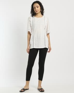 svrnaa by azorte Leggings with Pintuck Detail at Bottom Hem-picture-35