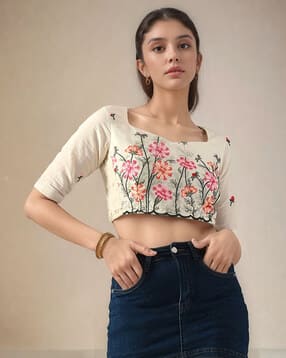svaraa Women Embroidered V-Neck Blouse-picture-8
