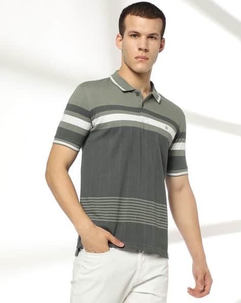 JOHN PLAYERS Men Striped Slim Fit Polo T-Shirt