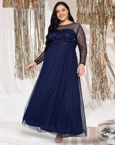 Buy WILD U Women Net Embroidery Gown Dress Online | Ajio.com