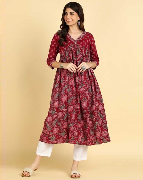 Indie Picks Floral Anarkali Kurta