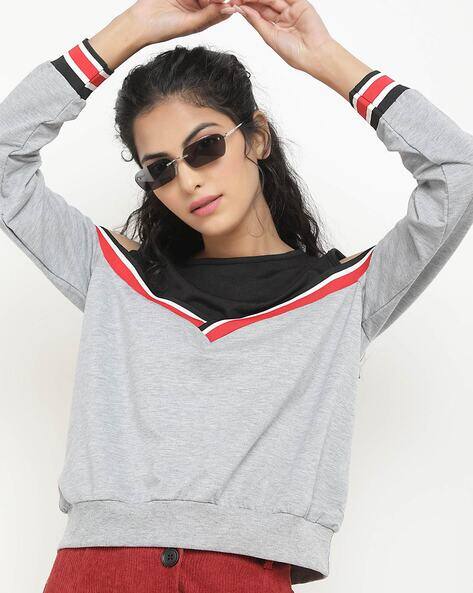 Lulu & Sky Women Colourblocked Regular Fit Sweatshirt