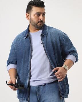 Men Relaxed Fit Washed Jacket-image-8