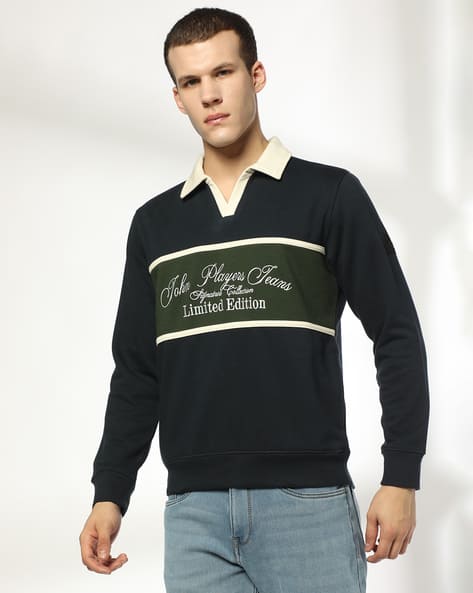 JOHN PLAYERS JEANS Men Brand Print Slim Fit Sweatshirt