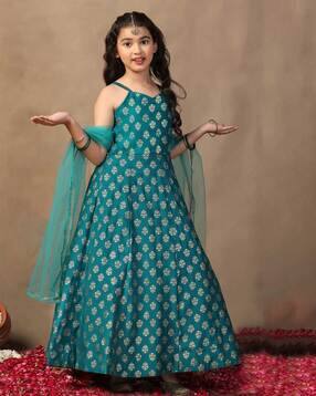 fashion dream Girls Floral Print Sweetheart-Neck Gown Dress-picture-33