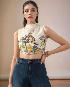 indie picks Embroidery Side open Blouse-picture-33